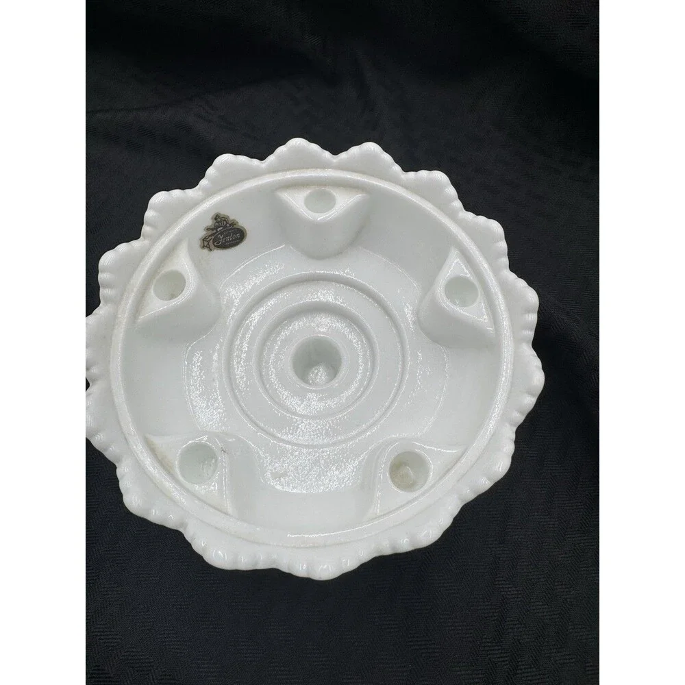 Fenton Multi Candle Holder Bowl White Milk Glass Hobnail Centerpiece Vintage